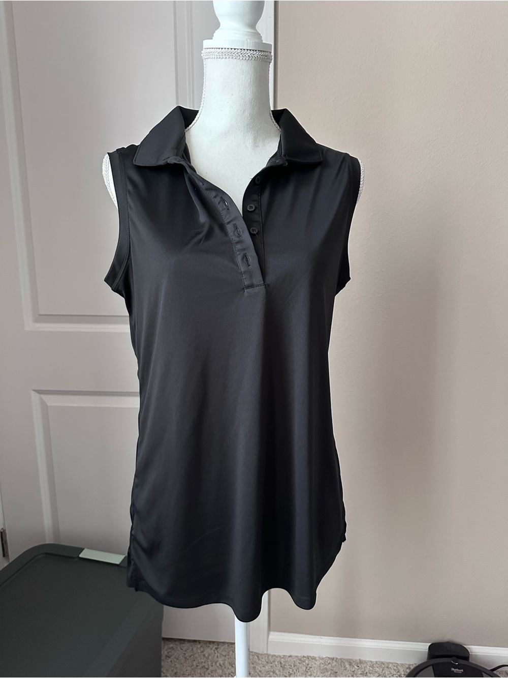 Sleeveless Black Athletic Polo